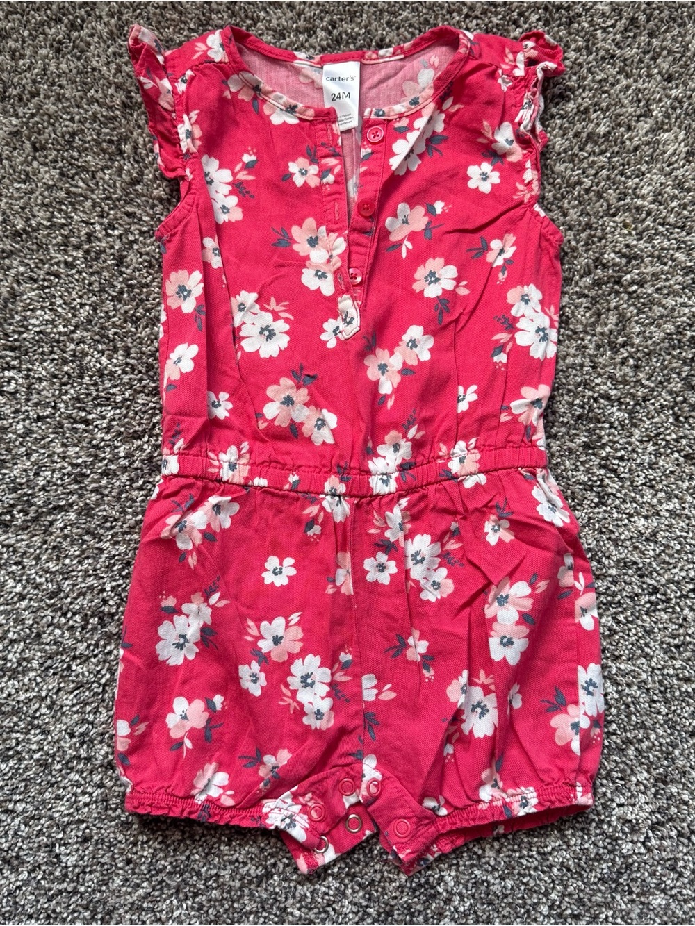 Carter's Bright Pink Floral Bubble Romper